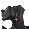 304 Stainless Steel Handmade Glass Seed Beads Rhombus Dangle Earrings EJEW-MZ00517-02-2
