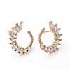 Brass Micro Pave Clear Cubic Zirconia Stud Earrings EJEW-L224-45G-1