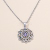 Chakra Lotus Flower Brass Pave Colorful Cubic Zirconia Pendant Necklaces for Women FS-WG17A97-01-2
