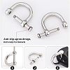 CHGCRAFT 2Pcs 304 Stainless Steel D-Ring Anchor Shackle Clasps STAS-CA0001-56A-4