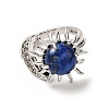 Natural Lapis Lazuli Sun & Moon Open Cuff Rings RJEW-K241-01P-01-2