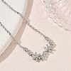Brass Pave Clear Cubic Zirconia Flower Link Bracelets KK-CBA6980-24P-2