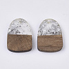 Transparent Resin & Walnut Wood Pendants RESI-Q210-005A-A02-1