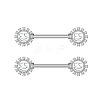 304 Stainless Steel Pave Cubic Zirconia Nipple Rings WGDEAF5-09-1