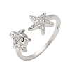 304 Stainless Steel Open Cuff Finger Rings for Women RJEW-B109-07P-02-4