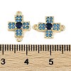 Brass Blue Cubic Zirconia Connector Charms KK-I719-01G-3