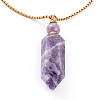 Natural Amethyst Openable Perfume Bottle Pendant Necklaces NJEW-H257-01G-2
