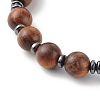Spray Painted Natural Maple Wood & Waxed Wooden Beaded Bracelets Sets BJEW-JB06362-7