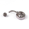 Flat Round Titanium Steel Micro Pave Cubic Zirconia Belly Rings AJEW-F019-15-3