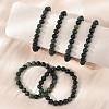 Natural Moss Agate Beaded Stretch Bracelets X-B072-5-4