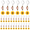   30Pcs Sunflower Resin Charm Stitch Marker with Glass Bead AJEW-PH0003-80-1
