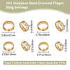 Beebeecraft 16Pcs 8 Style 201 Stainless Steel Grooved Finger Ring Settings STAS-BBC0002-32-2