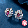 Elegant S925 Silver Floral Earrings and Ring Set with Diamonds WM8786-3-1