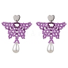 Glass Seed Beads Butterfly Stud Earrings EJEW-MZ00351-02-2