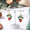 Baking Paint Glass Pearl Dangle Earrings EJEW-TA00665-1