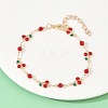 Alloy Enamel & Glass Link Chain Bracelets BJEW-A156-05G-2