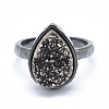 Electroplate Natural Druzy Quartz Crystal Finger Rings RJEW-I055-04B-RS-2