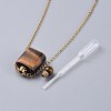 Natural Mixed Stone Perfume Bottle Pendant Necklaces NJEW-F266-02G-4