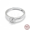 Anti-Tarnish Adjustable Rhodium Plated 925 Sterling Silver Finger Design Ring Mounts Fittings with Pearl Seat STER-L055-019P-6