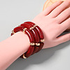3Pcs Tube Alloy & Resin & CCB Plastic Beaded Strertch Bracelets for Women FS-WG2018E-02-2