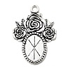 Tibetan Style Alloy Pendant Cabochon Settings TIBEP-5199-AS-LF-1