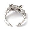 Bowknot Brass Micro Pave Clear Cubic Zirconia Open Cuff Rings for Women LS-RJEW-C098-01P-3