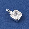 925 Sterling Silver Pave Cubic Zirconia Square Charms with Jump Rings and 925 Stamp STER-D288-05S-06-2