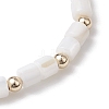 Natural Freshwater Shell Column Beaded Stretch Bracelets for Women BJEW-JB10934-4