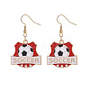 Alloy Enamel Soccer Dangle Earrings for Women WG9D33E-01-1