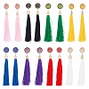 ANATTASOUL 8 Pairs 8 Colors Rose with Cotton Tassel Dangle Stud Earrings EJEW-AN0001-68-1