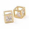 Hollow Brass Clear Cubic Zirconia Charms KK-E068-VC475-3