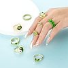 9Pcs 9 Style Alloy Enamel & Rhinestones Finger Rings & Cuff Ring RJEW-LS0001-52-6