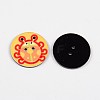 2-Hole Flat Round with Ladybird Pattern Acrylic Buttons BUTT-F055-06C-2