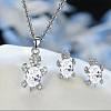 Tortoise Alloy Rhinestone & Glass Pendant Necklaces & Stud Earrings Sets FS-WG4B54D-01-1