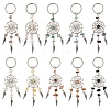 10Pcs Alloy Natural & Synthetic Mixed Stone Feather Keychains KEYC-YW00208-1