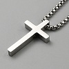 Stainless Steel Cross Pendant Necklace with Box Chains NJEW-WH0016-48P-1