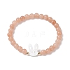 Cute Rabbit Shell & Natural Mixed Gemstone Beaded Stretch Bracelets for Women BJEW-JB11040-3