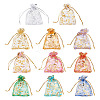 55Pcs 11 Colors Rose Printed Organza Drawstring Bags OP-TA0001-15C-3