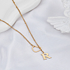 1Pc Letter & Heart Stainless Steel Lariat Necklaces for Women NJEW-LP0002-87G-R-3