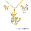 Brass Micro Pave Clear Cubic Zirconia Pendant Necklaces & Stud Earrings Sets FS-WG8C370-23-1