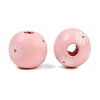 Printed Wood European Beads WOOD-G029-07-3