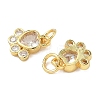 Brass Pave Cubic Zirconia Paw Print Charms KK-I355-17G-06-2