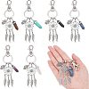  6Pcs 6 Style Turquoise & Obsidian & Rose Quartz & Lapis Lazuli & Tiger Eye & Amethyst Keychain KEYC-NB0001-25-1