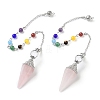 Natural Rose Quartz Hexagonal Pointed Dowsing Pendulums G-P552-05P-04-1