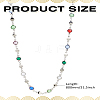 1Pc Brass & Alloy Colorful Glass Flat Round Link Chain Necklaces NJEW-LP0002-85P-2