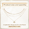 3Pcs Brass Disc Pendant 3 Layer Necklaces for Women NJEW-LP0009-31-2