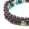 2Pcs 2 Style Natural Ebony Wood & Imperial Jasper Beaded Stretch Bracelets Set BJEW-JB07824-6