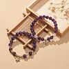 2Pcs 2 Style Natural Amethyst & Rose Quartz Beaded Stretch Bracelets Set BJEW-JB09020-2