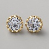 Brass Clear Cubic Zirconia Cufflinks BUTT-WH0012-18G-1