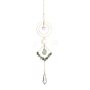 Natural Green Aventurin Chip Beaded Hanging Suncatchers HJEW-TA00289-1